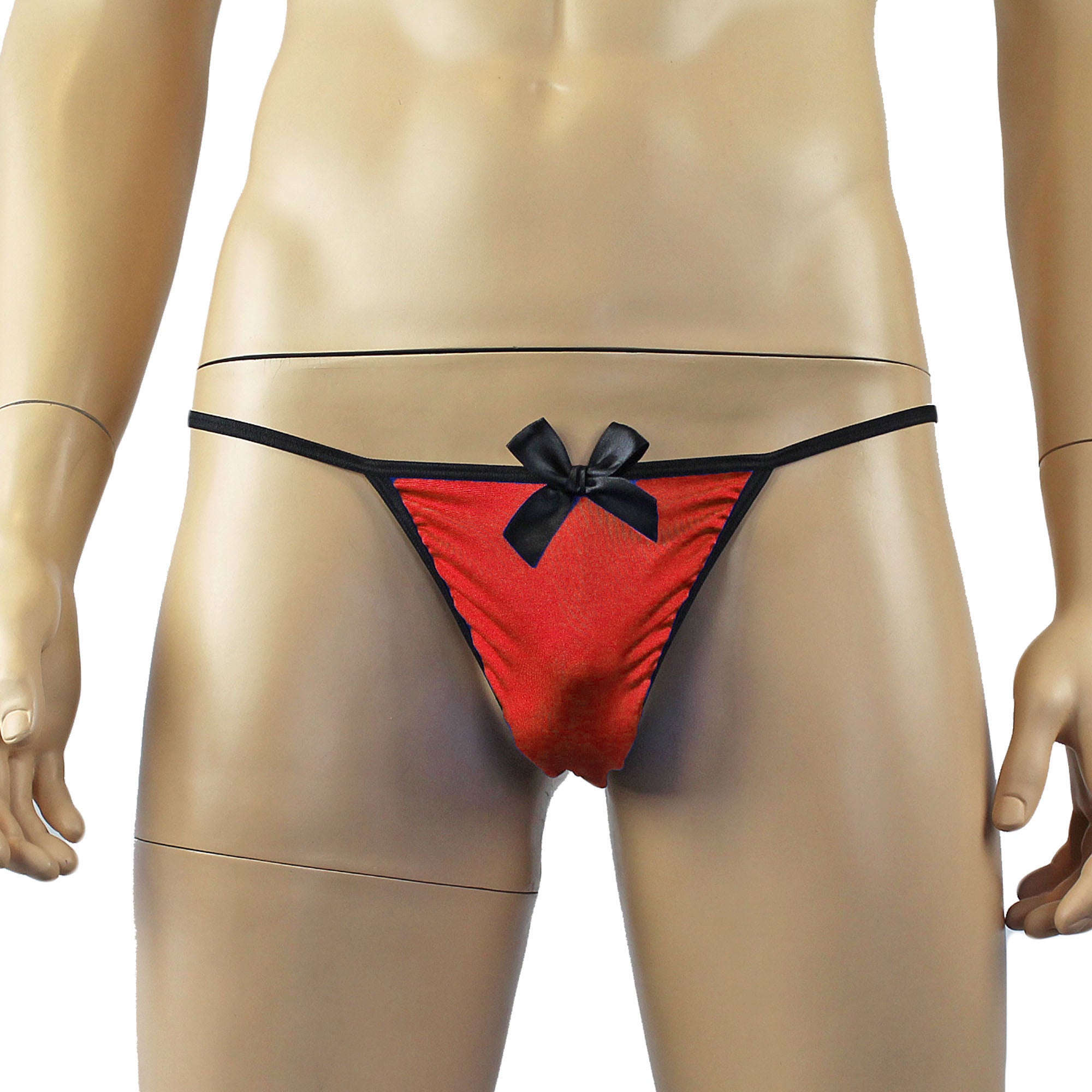 Mens Big Bow Mini Pouch G string Bow Red