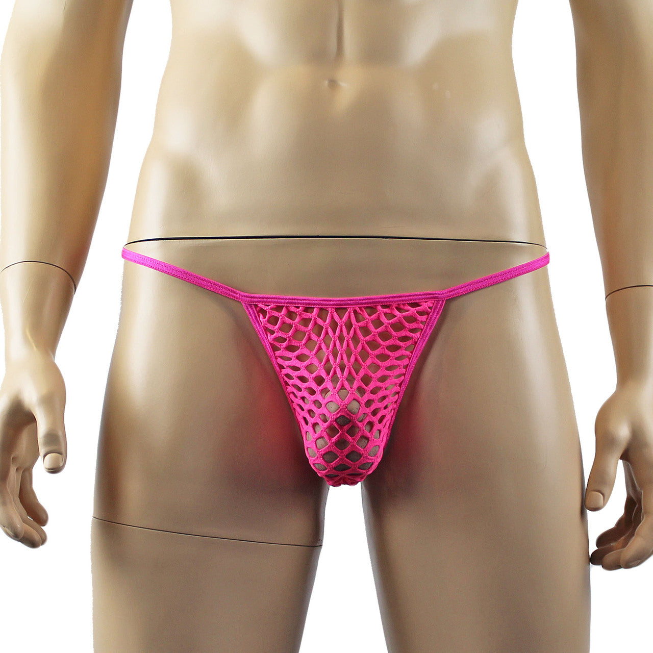 Mens Big Net Lingerie See-through Pouch G string Hot Pink