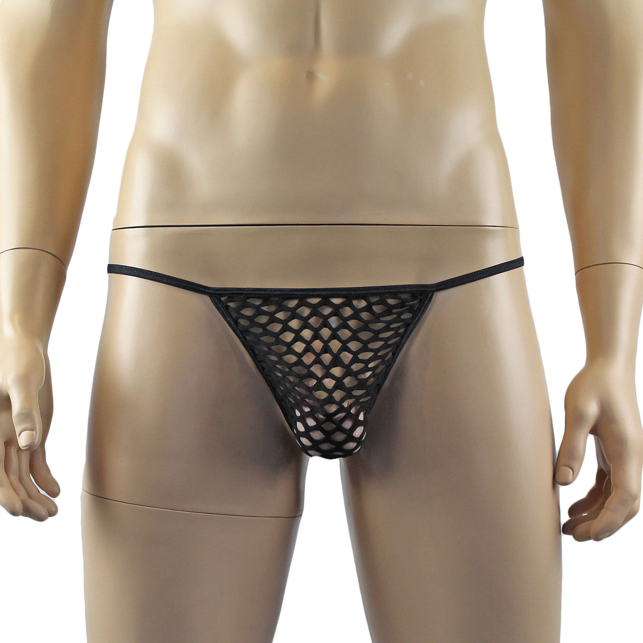 Mens Big Net Lingerie See-through Pouch G string Black