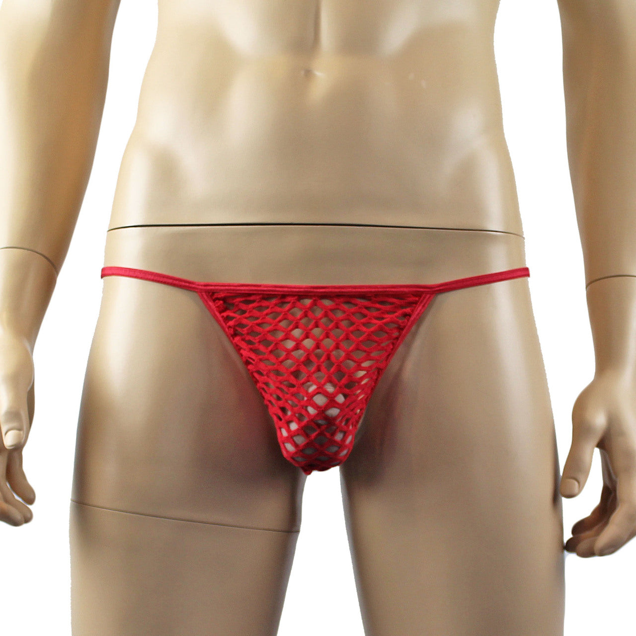 Mens Big Net Lingerie See-through Pouch G string Red