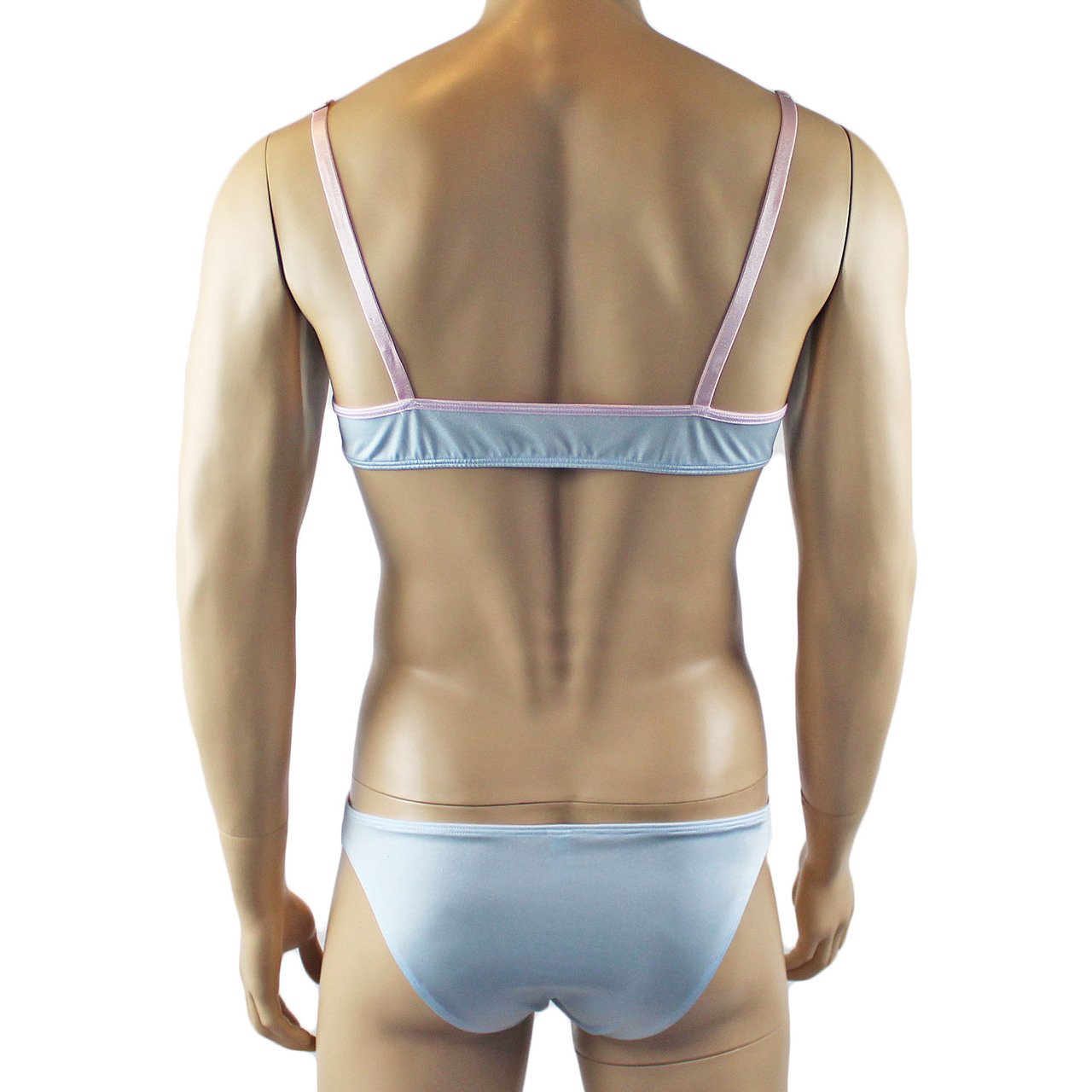 Mens Isabel Bra Top and Bikini Brief Male Lingerie (light blue and pink plus other colours)
