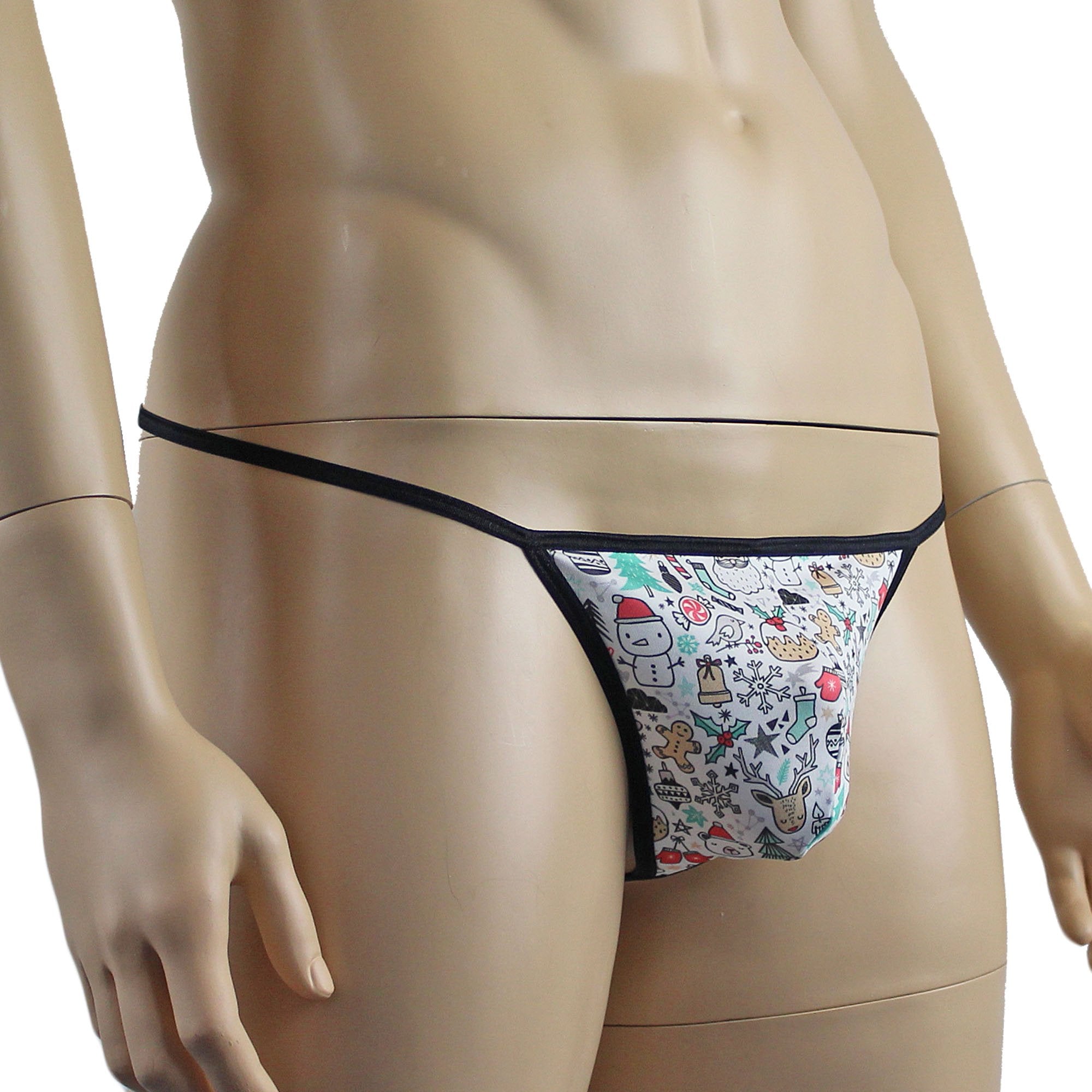 Christmas Holiday Gift Wrap Mens G string Pouch Underwear Xmas Underwear