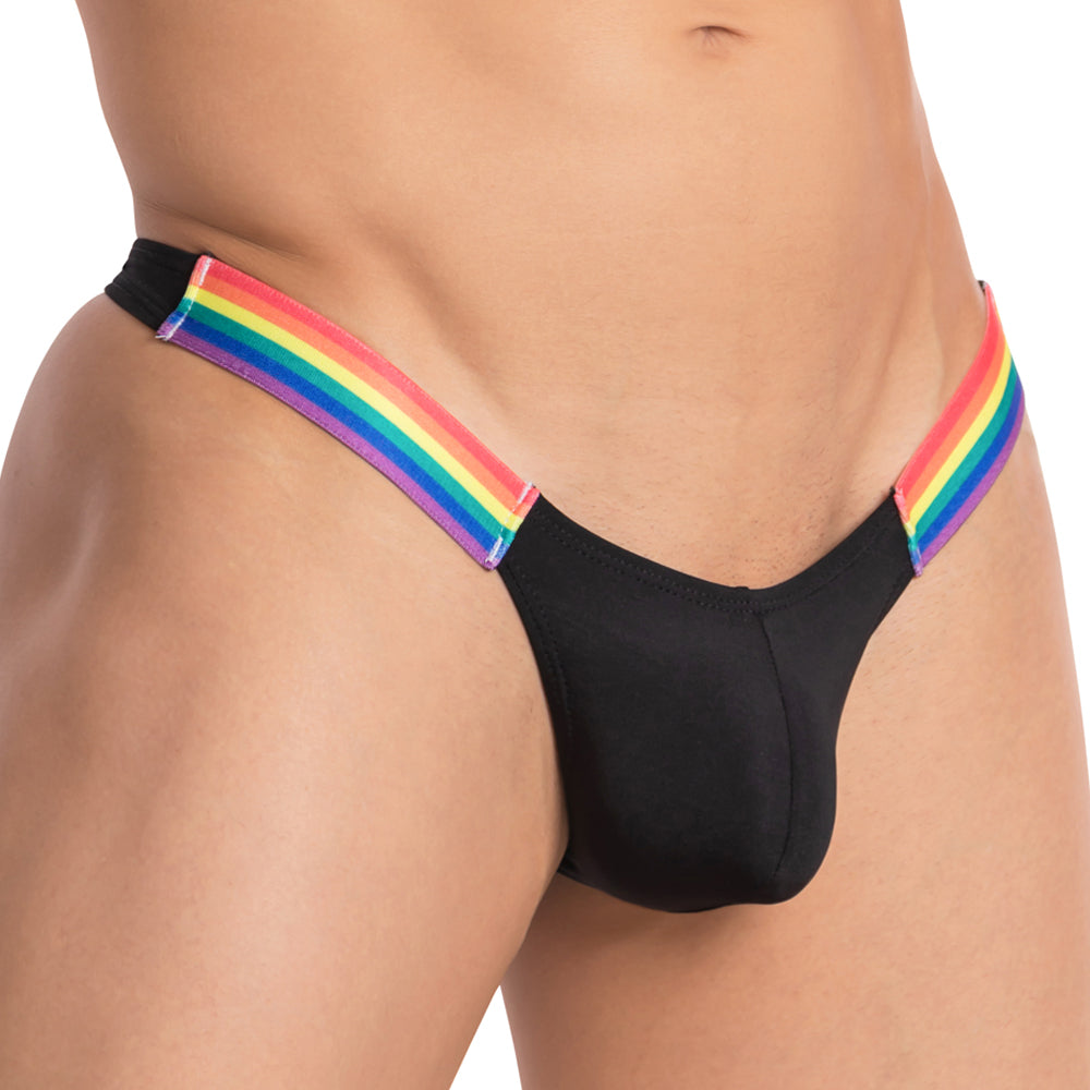 Daddy DDK037 Festive Rainbow Waistband Low Rise Mens Thong Underwear