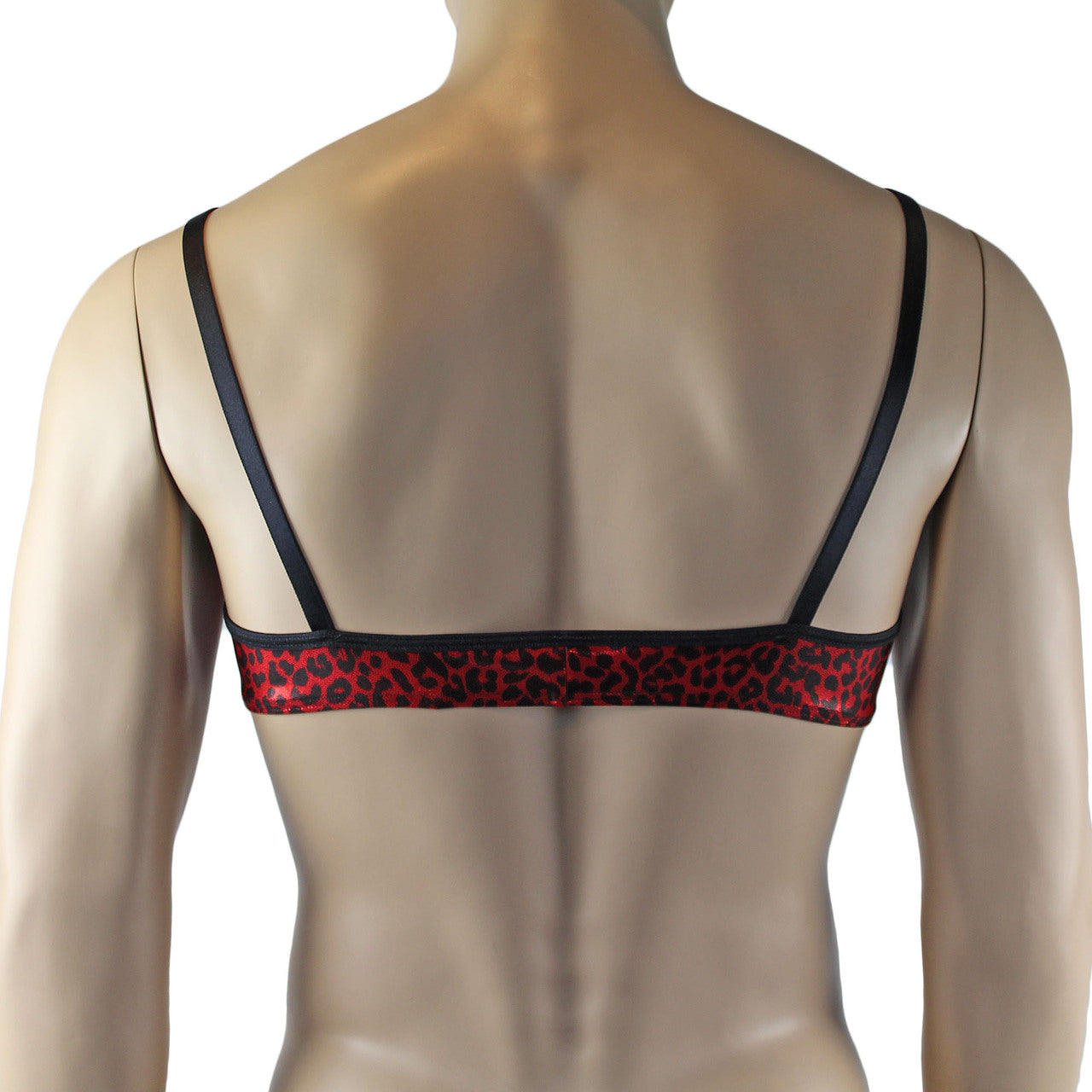 Mens Dazzle Animal Leopard Print Bra and Thong Set Red