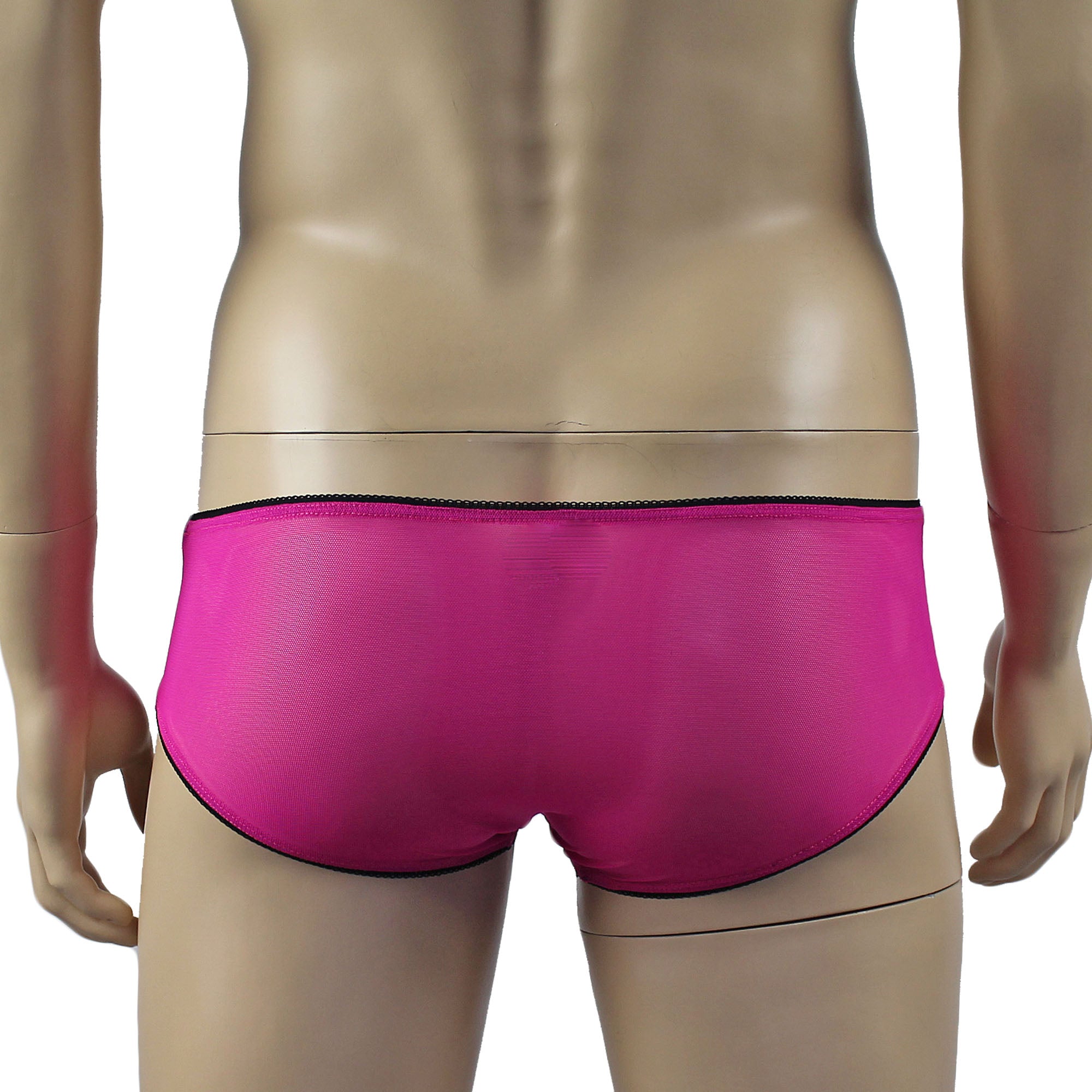 Mens Sheer Mesh Panty with Black Pico Elastic (cerise plus other colours)