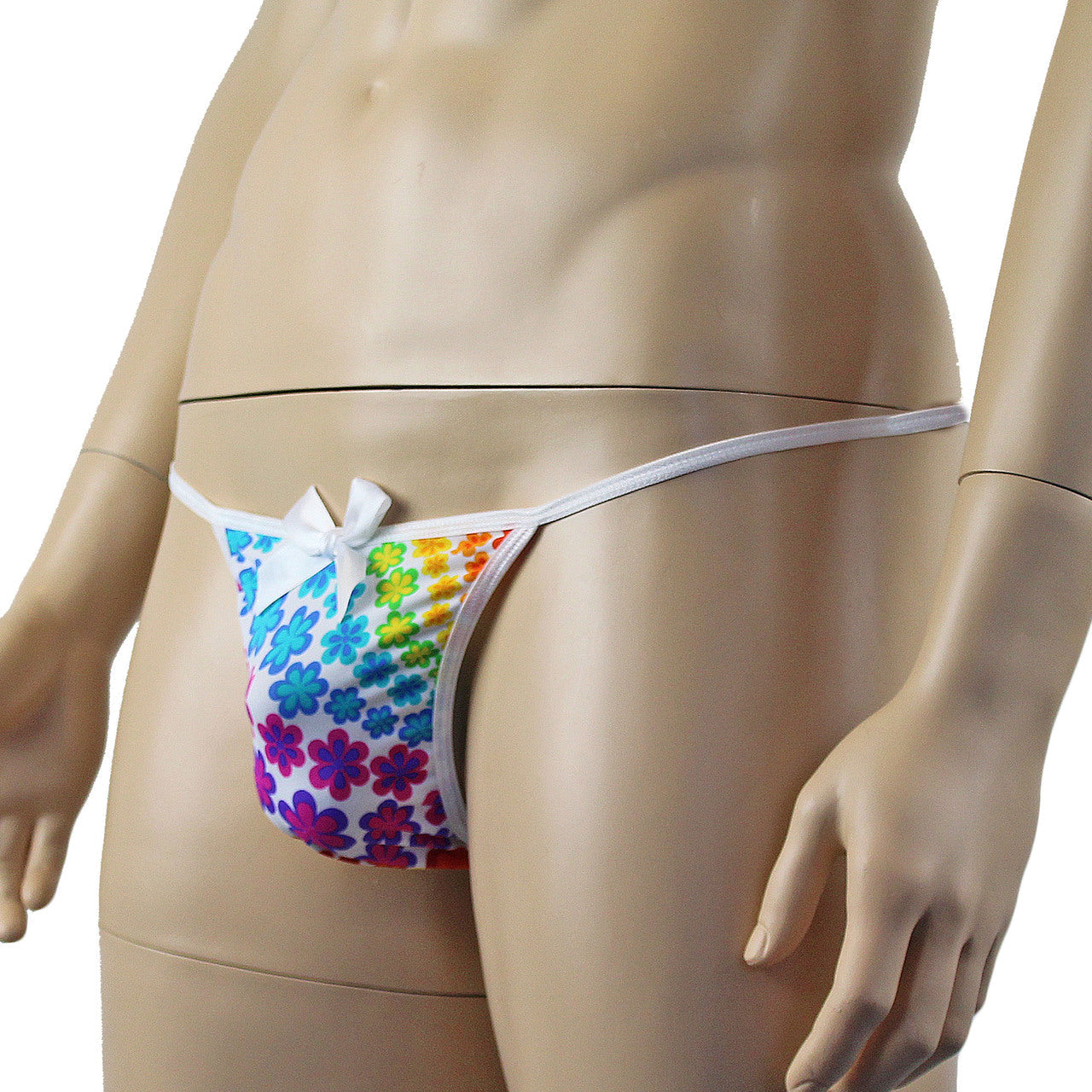 Mens Flower Girl Sexy Back Pouch G string with Large Bow