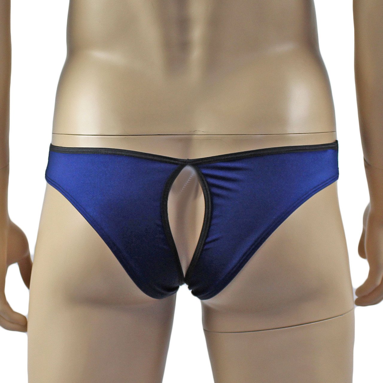 Mens Lace & Spandex OPEN BACK Capri Brief, Male Panties (navy plus other colours)