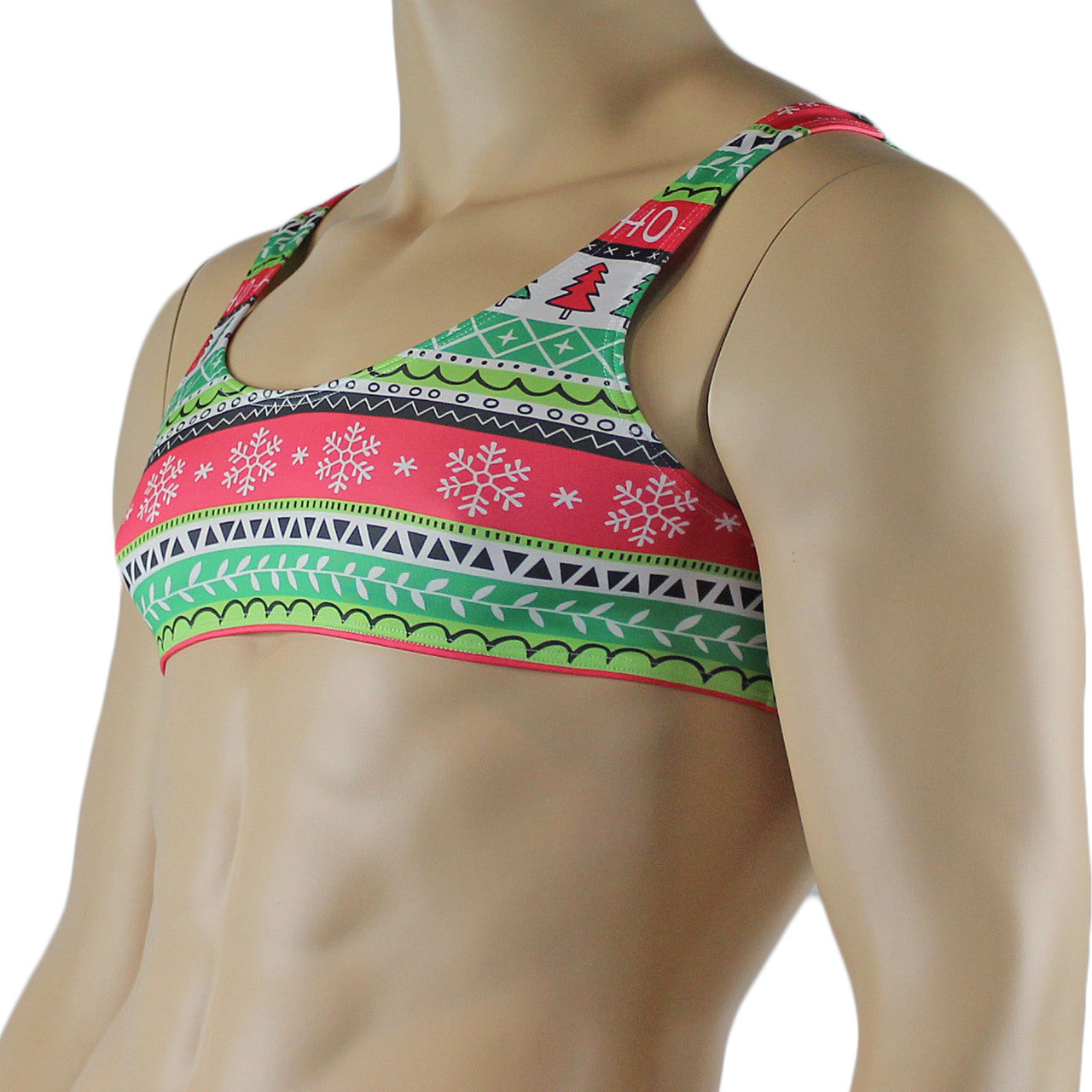 Christmas Gift Wrap Mens Crop Top Bra Xmas Underwear