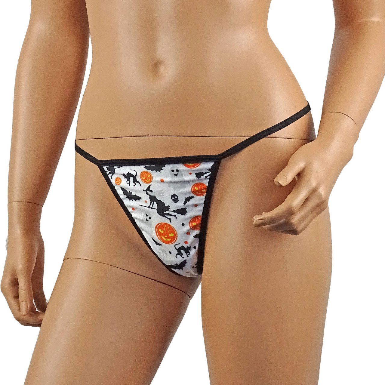 Womens Halloween Fun G string Underwear, Pumpkins, Witches, Bats & Ghosts