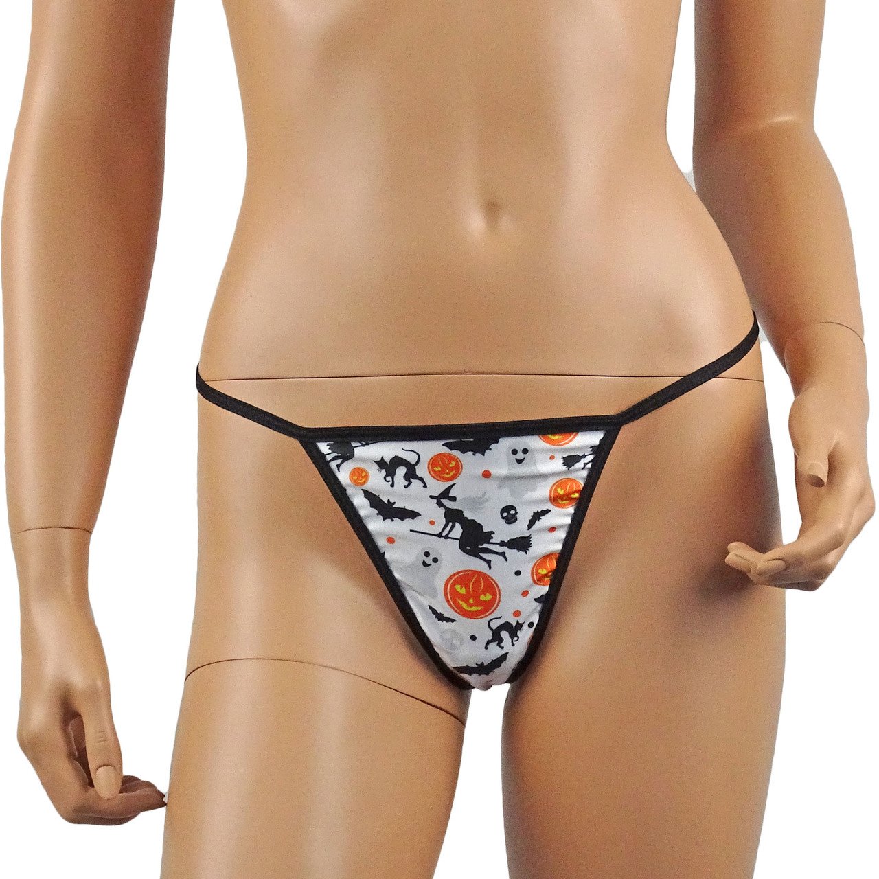 Womens Halloween Fun G string Underwear, Pumpkins, Witches, Bats & Ghosts