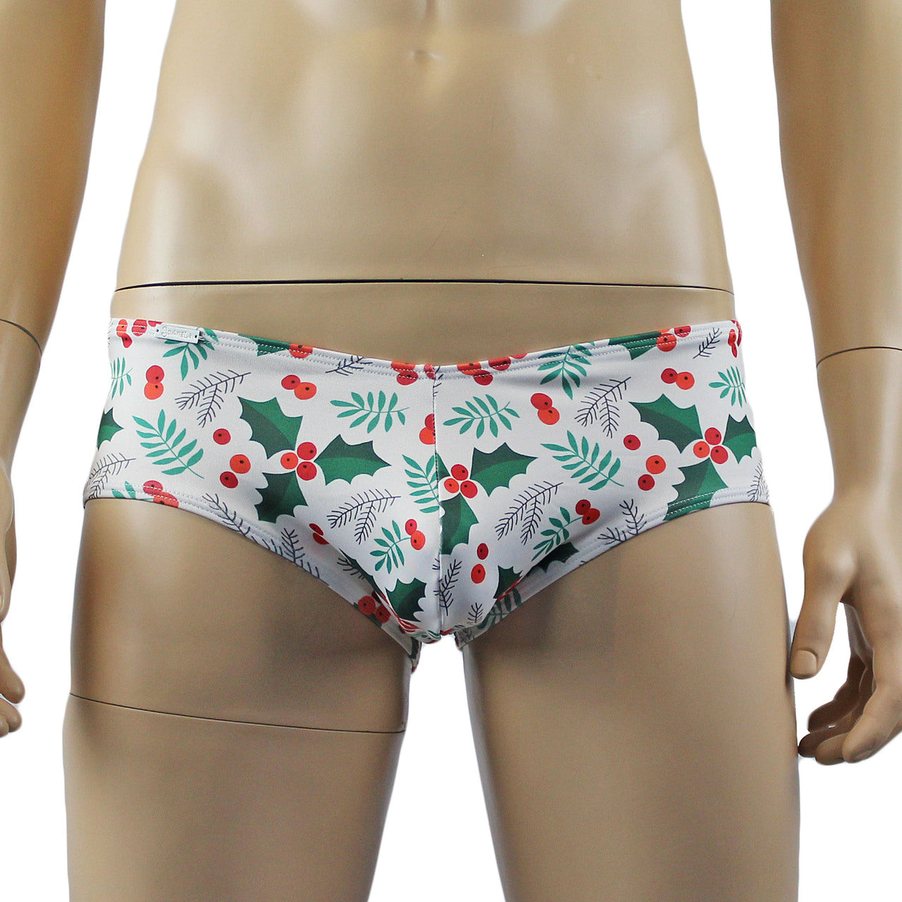 Mens Christmas Holly Boxer Brief Shorts Thong Xmas Underwear