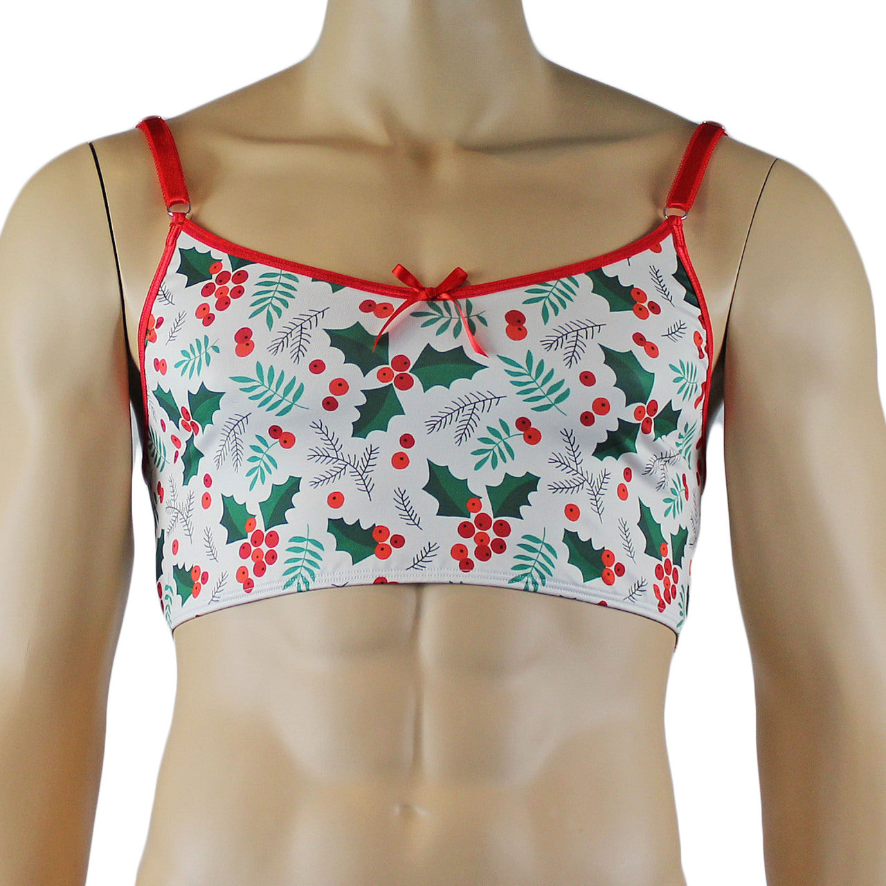 Mens Christmas Holly Camisole Crop Top Xmas Underwear