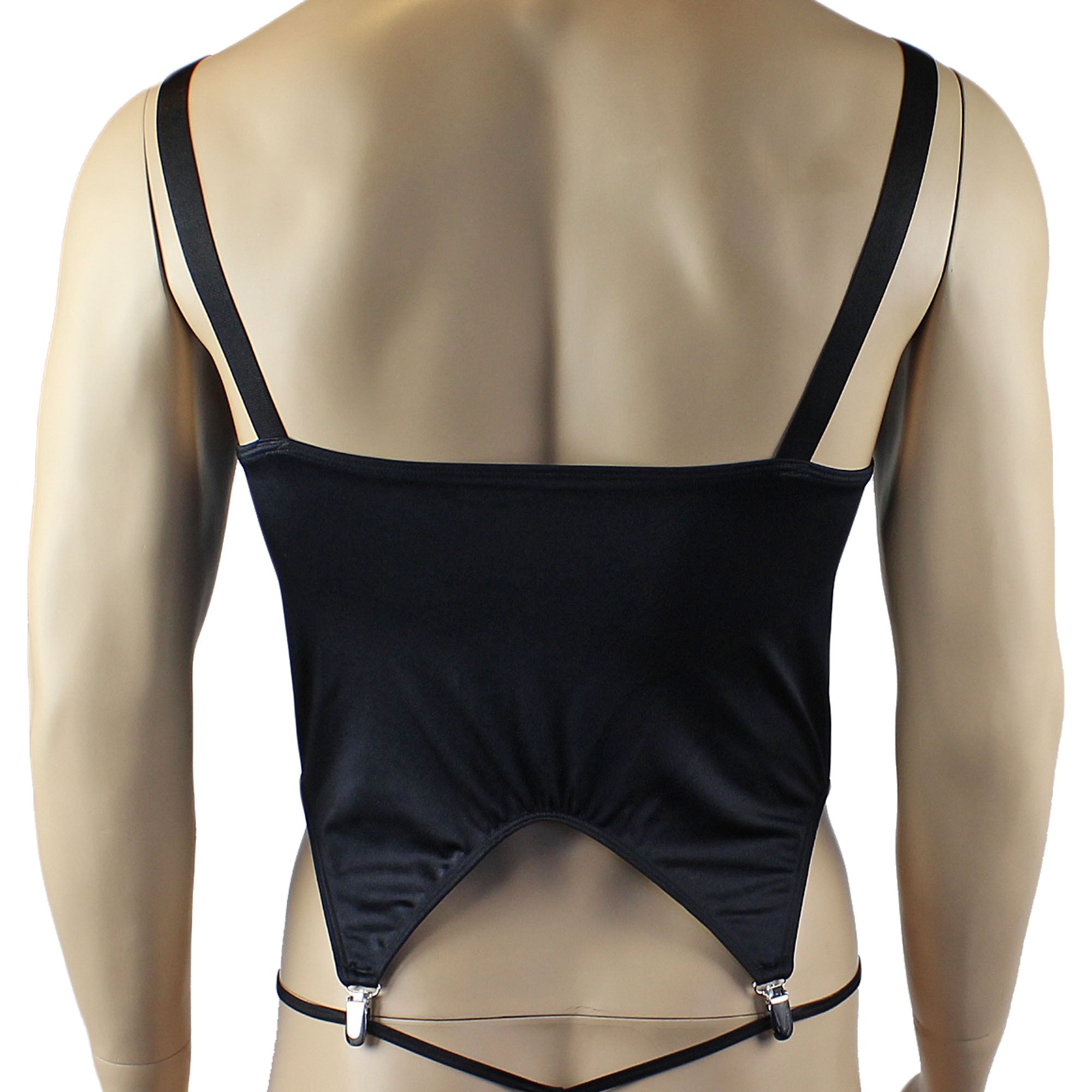 Mens Janice Corset Top, G string, Detachable Garters and Thigh High Stockings - Sizes up to 3XL