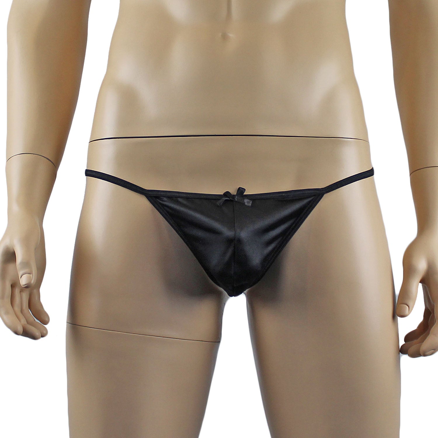 Mens Jenny Satin Pouch G string with Bow (black plus other colours)