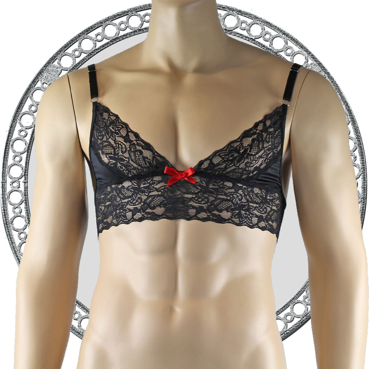 Mens Joanne Lace Bra Top Lingerie for Men (black and black lace plus other colours)