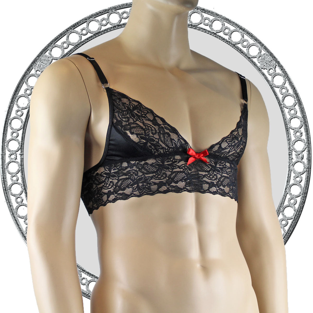 Mens Joanne Lace Bra Top Lingerie for Men (black and black lace plus other colours)