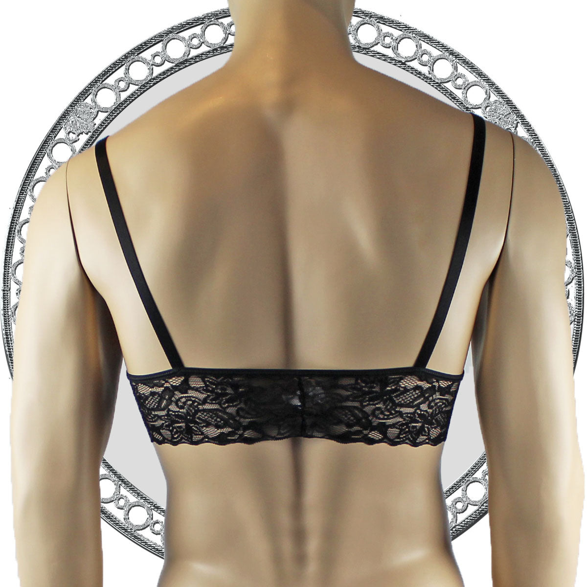 Mens Joanne Lace Bra Top Lingerie and Thong for Men Hot Pink and Black Lace