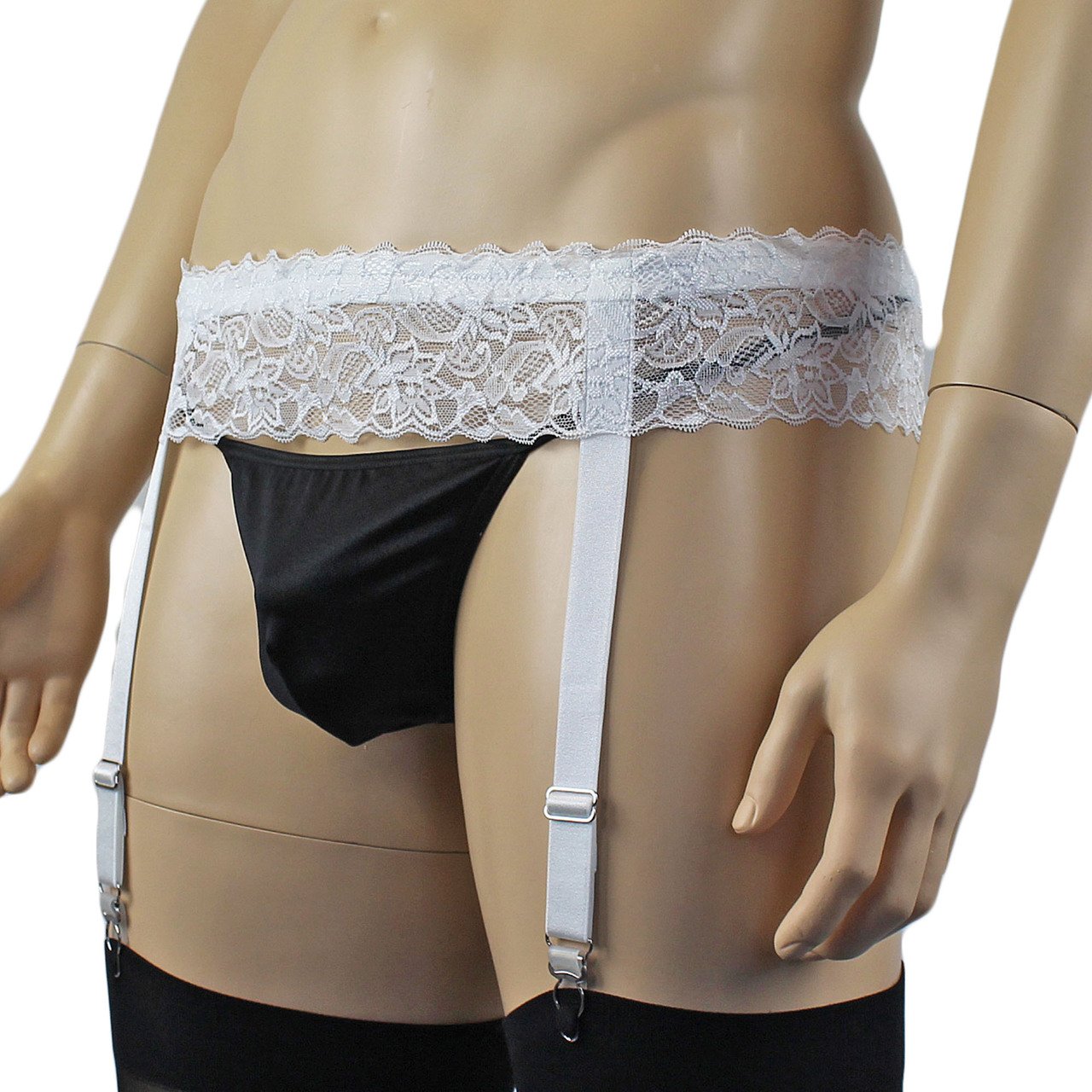 Mens Joanne Lace Garter Belt Mens Lingerie and Underwear (white plus other colours)