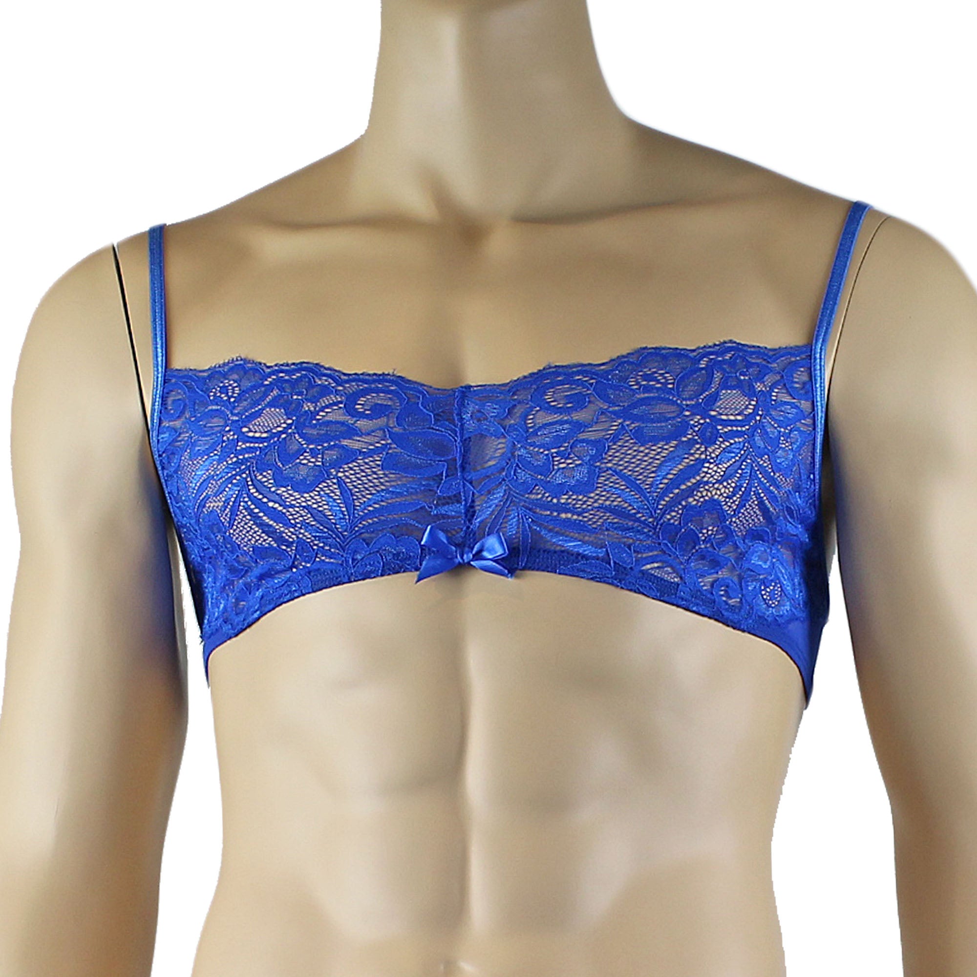 Mens Kristy Lace & Mesh Bra Top and Bikini Brief Blue