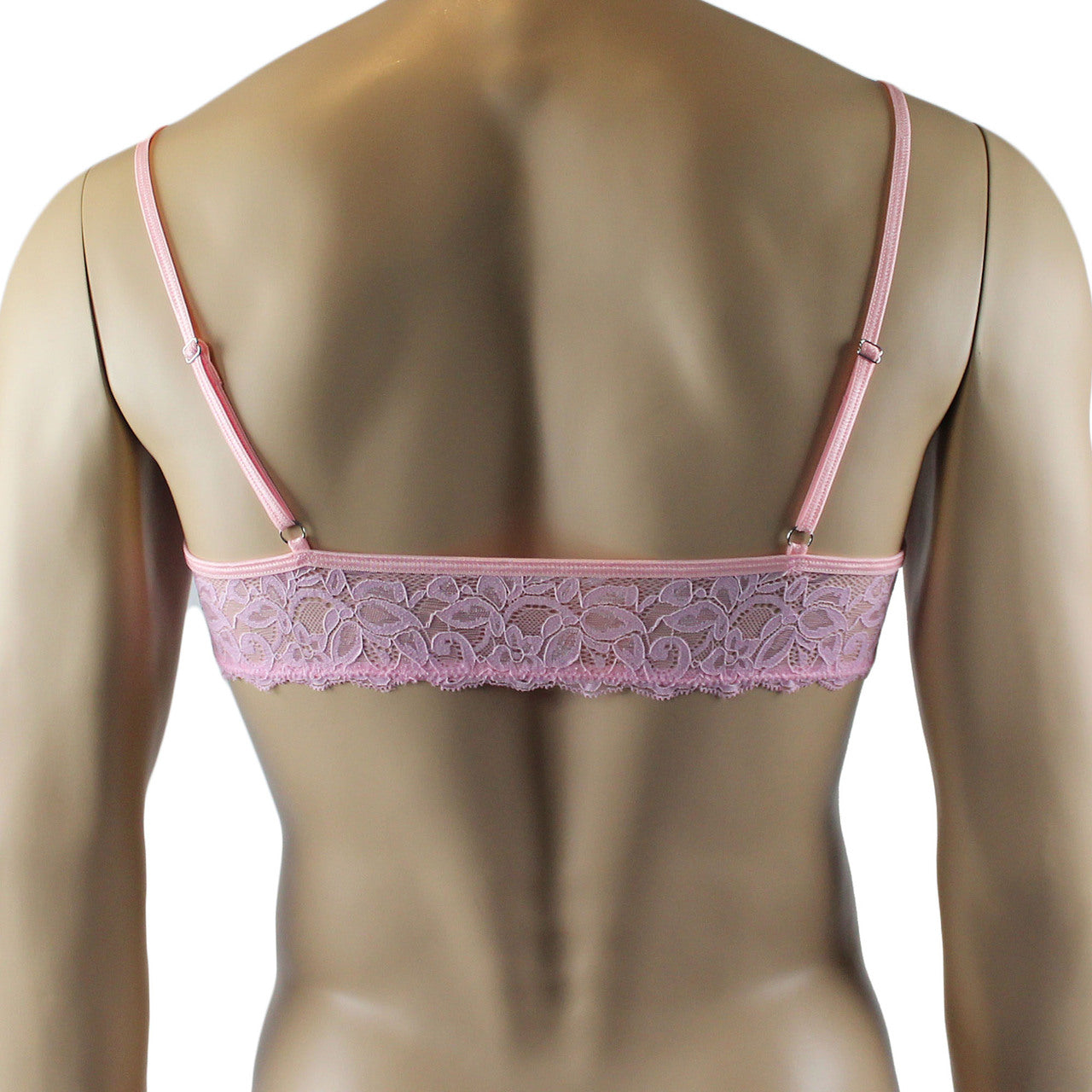 Mens Kristy Lingerie Bra Top in Lace with thin Straps Light Pink