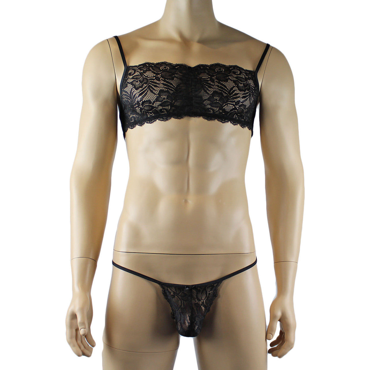 Mens Kristy Lingerie Bra Top and Pouch G string Black