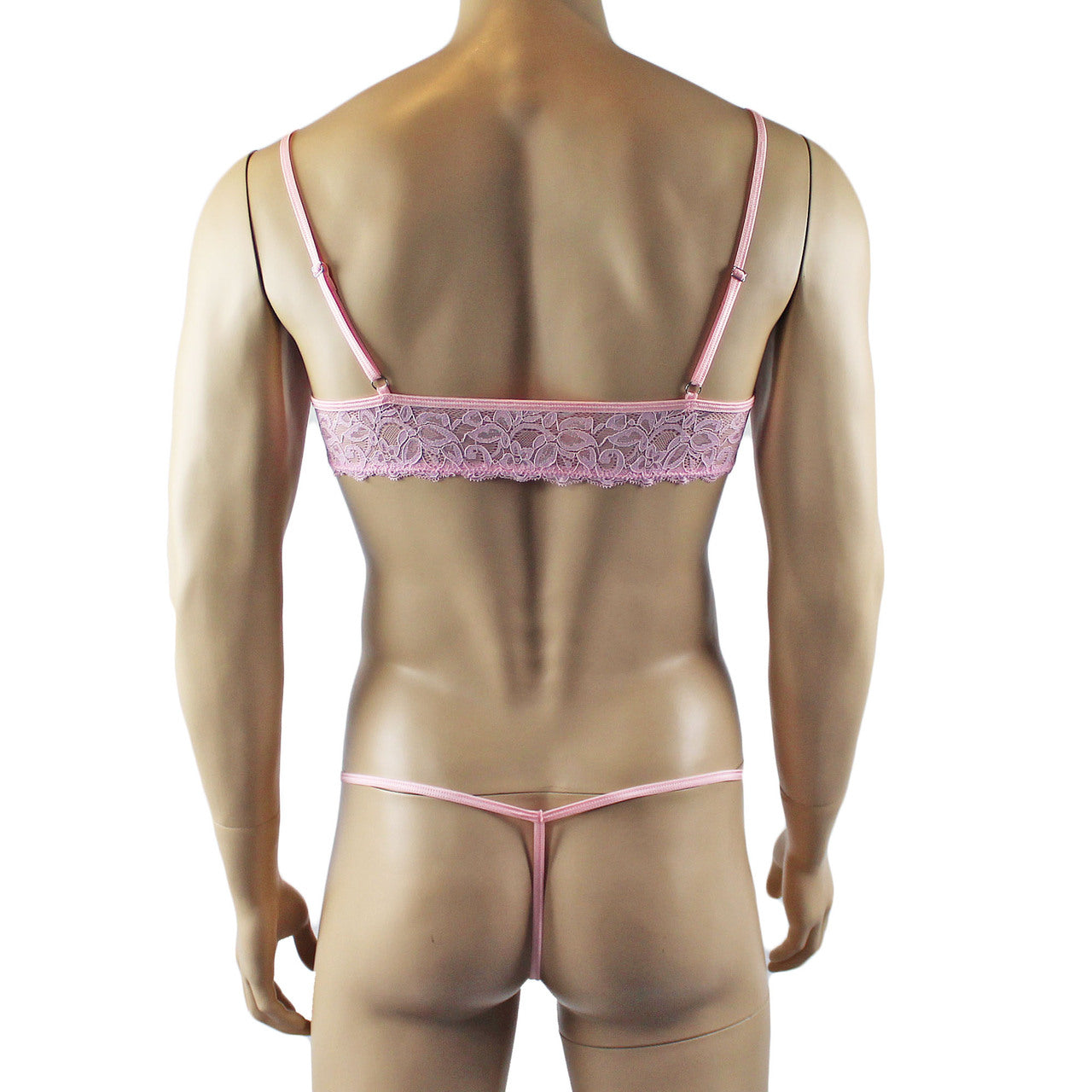 Mens Kristy Lingerie Bra Top and Pouch G string Light Pink