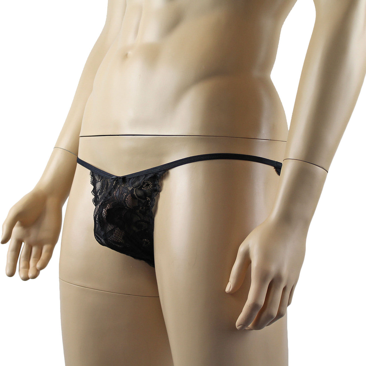Mens Kristy Sexy Lace Bikini Brief, Male Panties Black