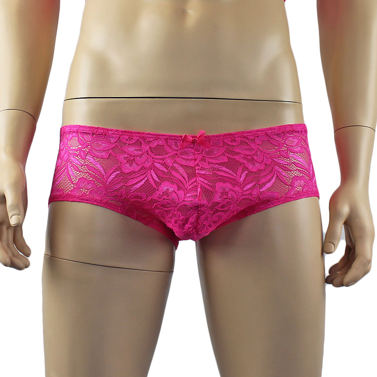 Mens Kristy Sexy Lace Camisole Top and Panty Brief Hot Pink