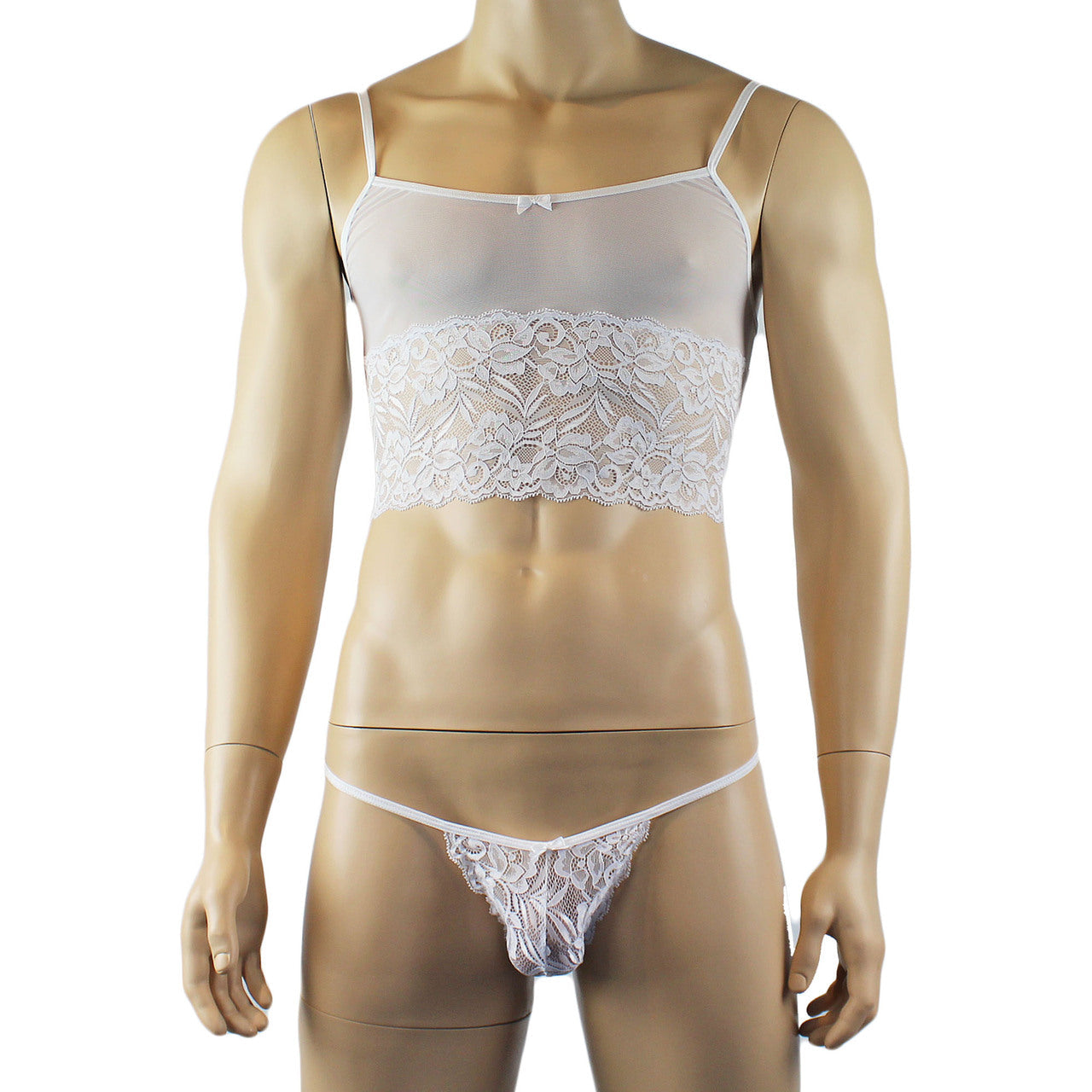 Mens Sexy Lace Camisole Top and  Male Panties (white plus other colours)