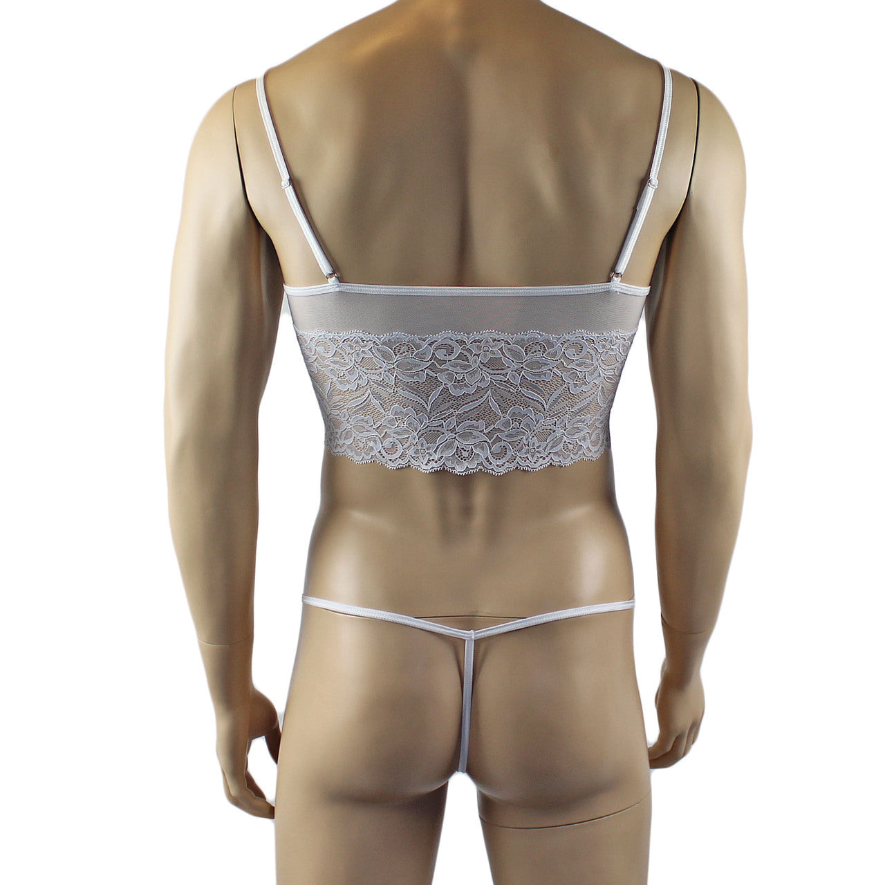 Mens Sexy Lace Camisole Top and  Pouch G string (white plus other colours)
