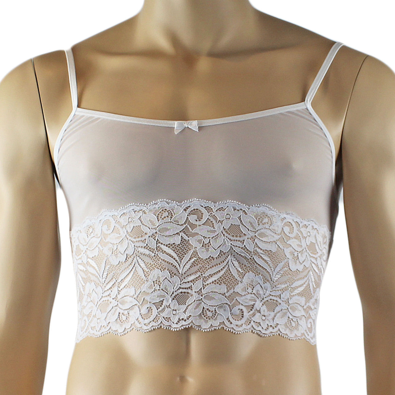 Mens Sexy Lace Camisole Top and  Pouch G string (white plus other colours)
