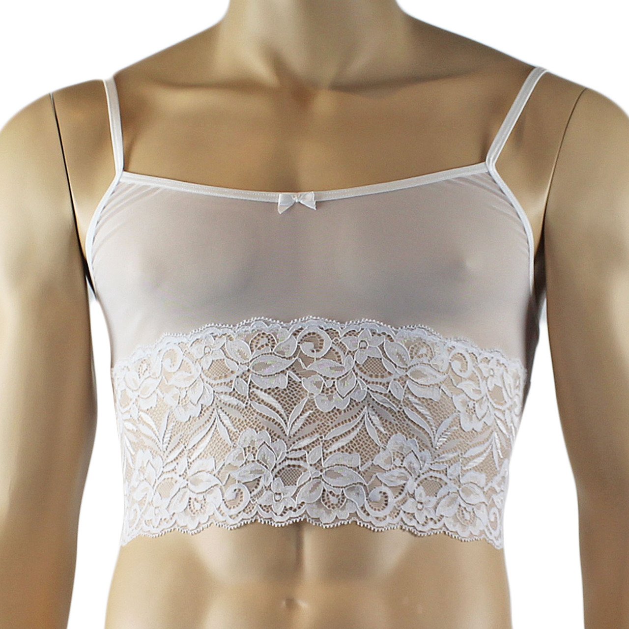 Mens Sexy Camisole, Pouch G string, Garterbelt & Stockings (white plus other colours)