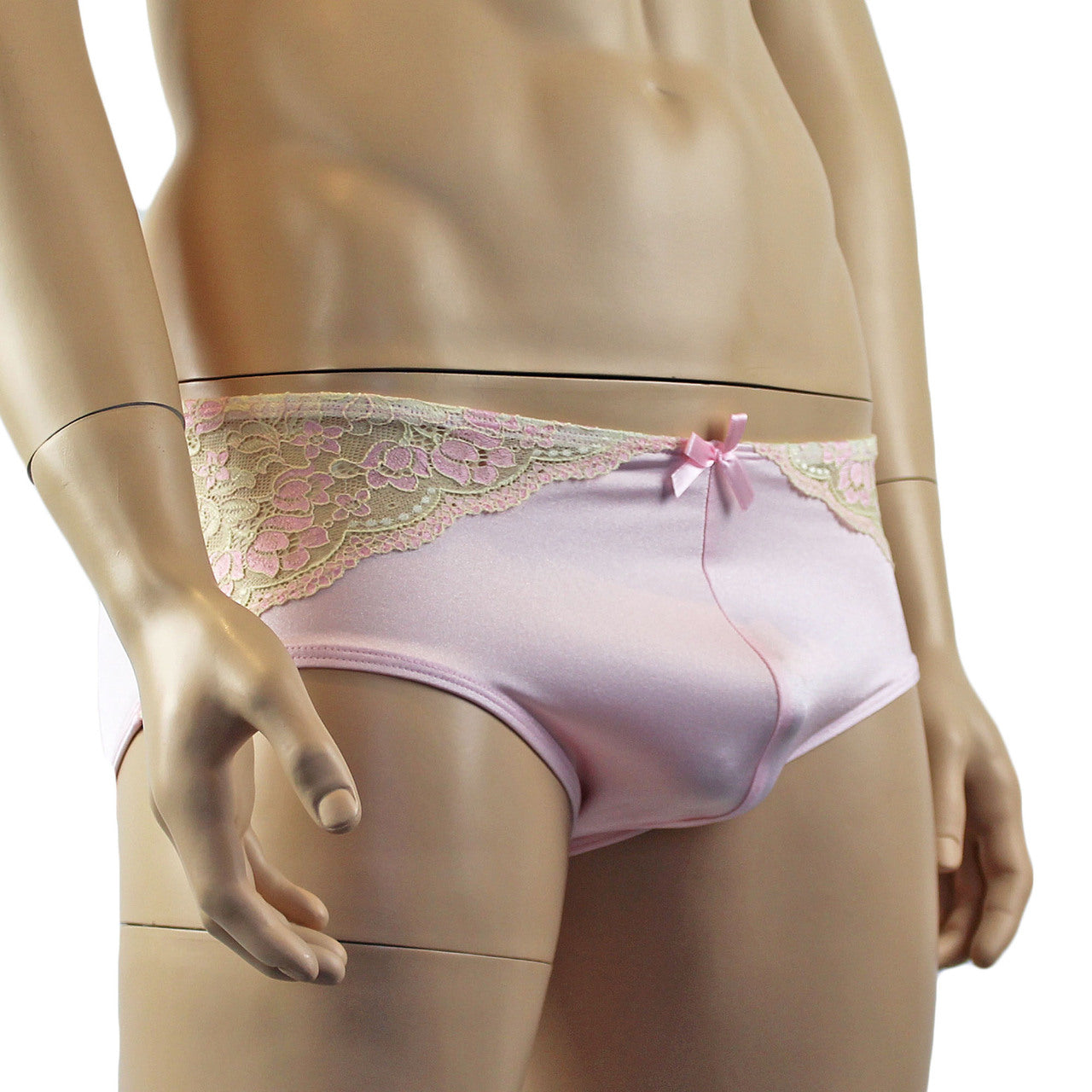 Mens Luxury Stretch Boxer Brief with Beautiful Lace Pink