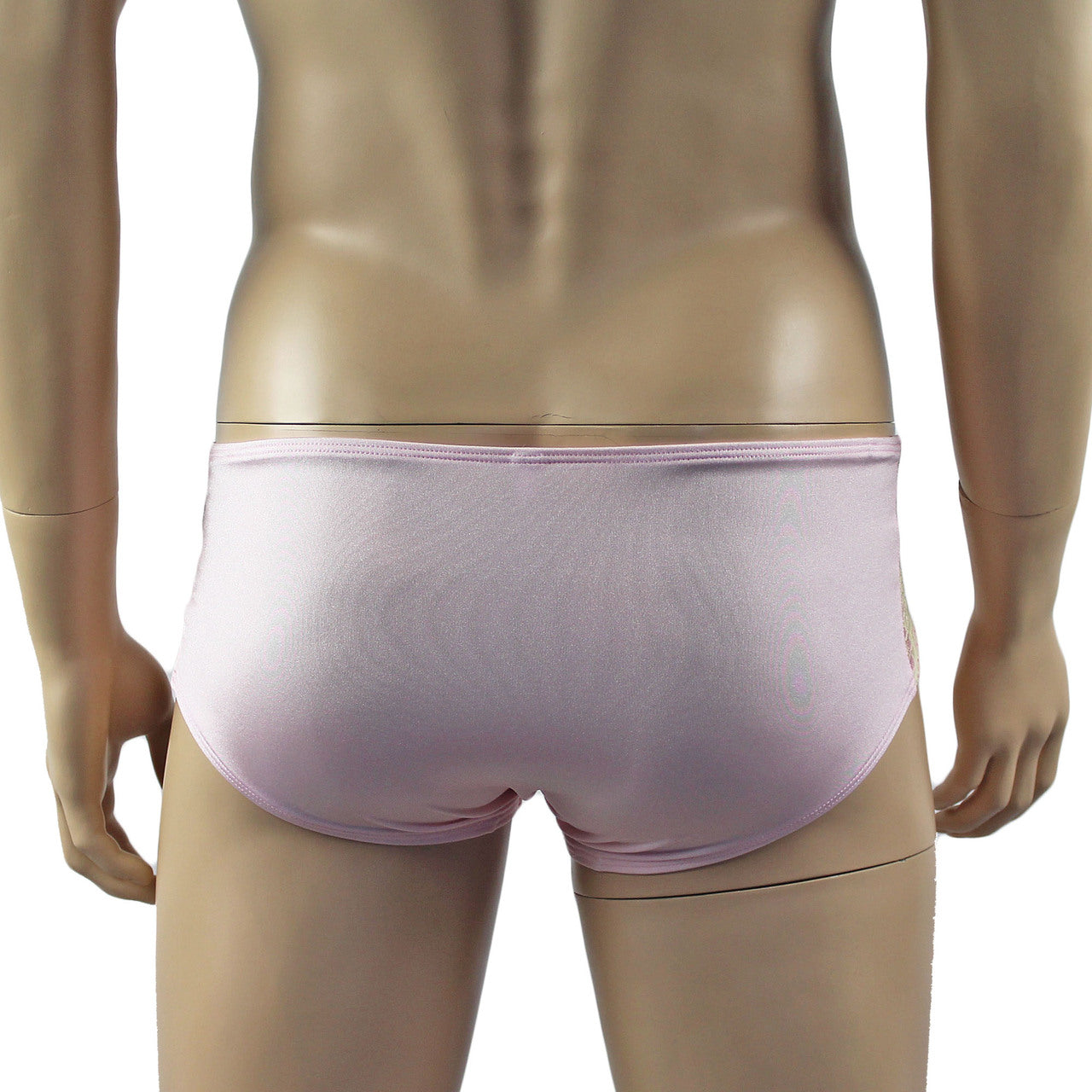 Mens Luxury Stretch Boxer Brief with Beautiful Lace Pink