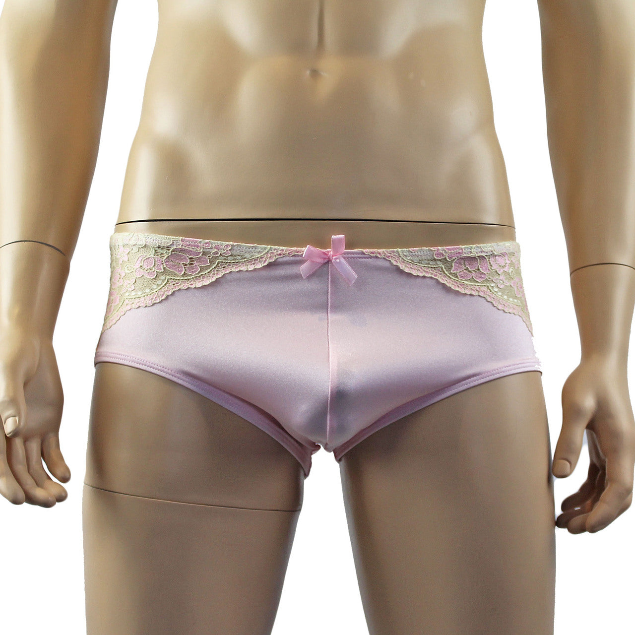 Mens Luxury Stretch Boxer Brief with Beautiful Lace Pink