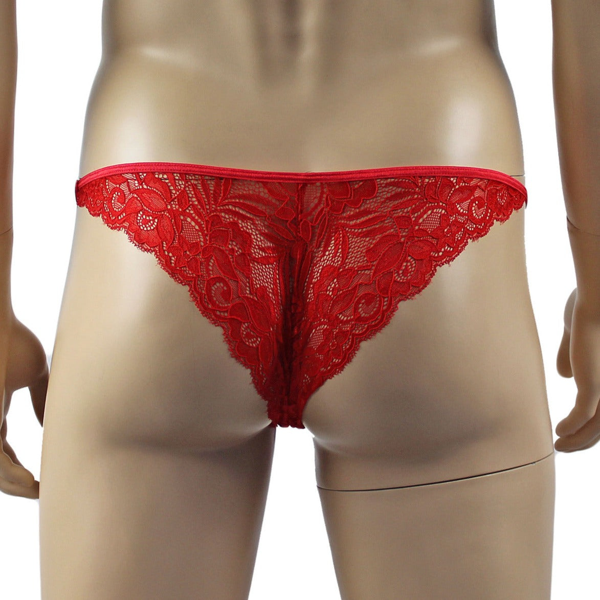 Mens Kristy Sexy Lace Bikini Brief, Male Panties Red