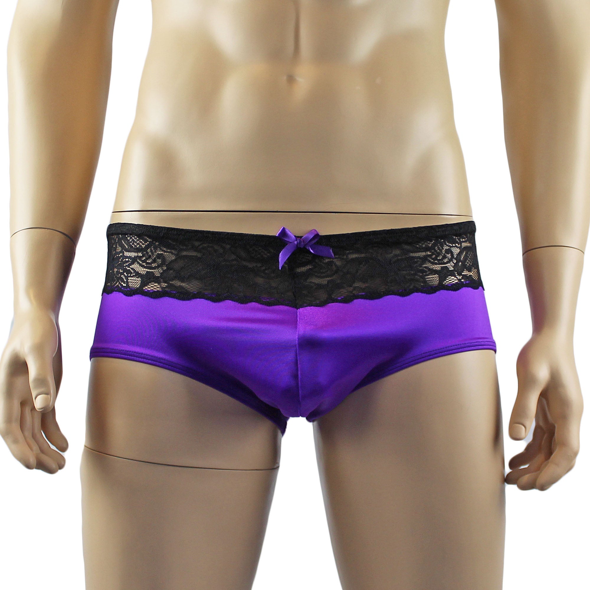 Mens Joanne Underwear Lacey Lovelies Boxer Brief Panties Purple and Black