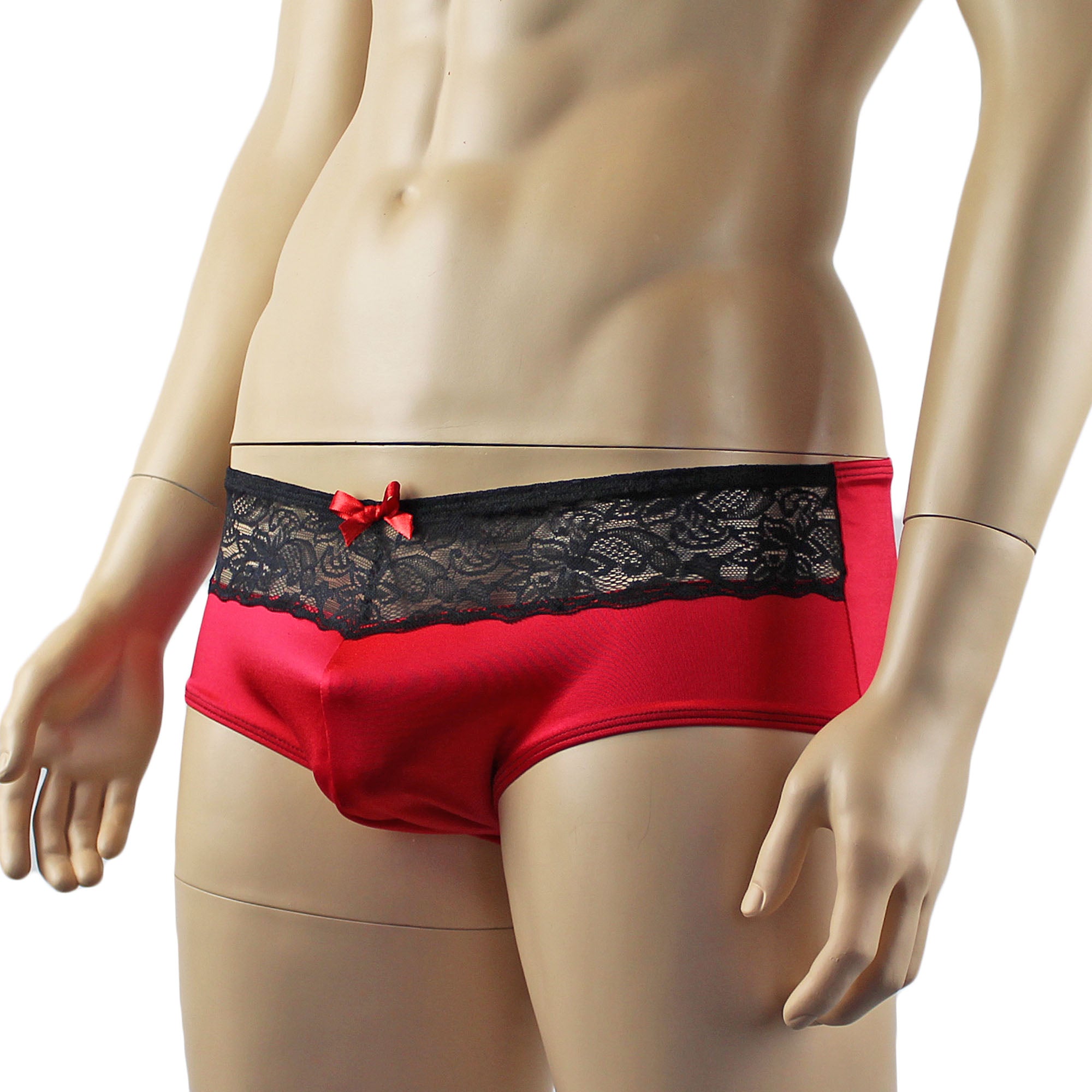 Mens Joanne Underwear Lacey Lovelies Boxer Brief Panties Red and Black