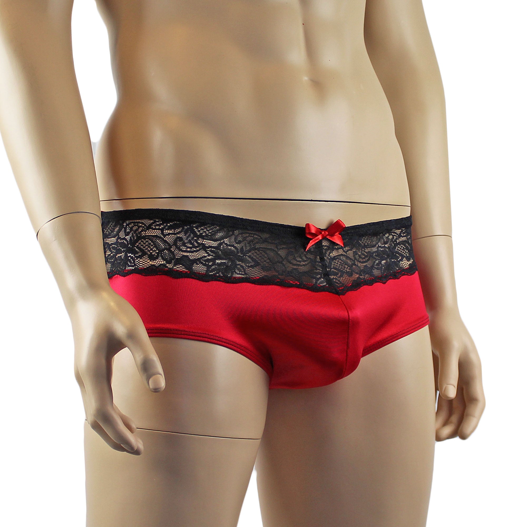 Mens Joanne Underwear Lacey Lovelies Boxer Brief Panties Red and Black