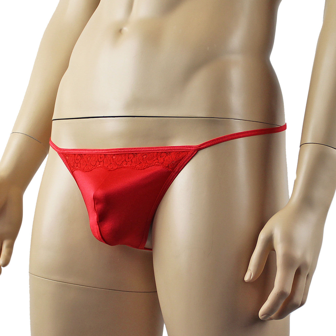 Mens Love Pouch G string with Bow Back Red