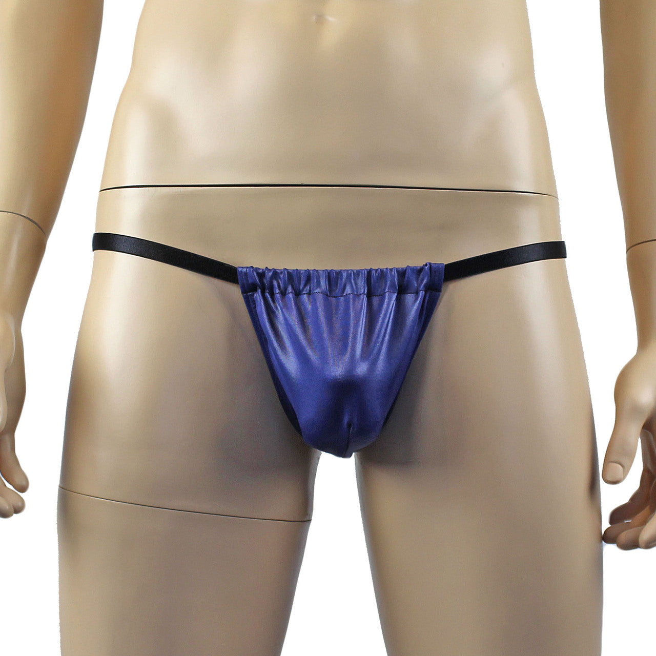 Male Oil Wetlook Pouch G string Midnight Blue