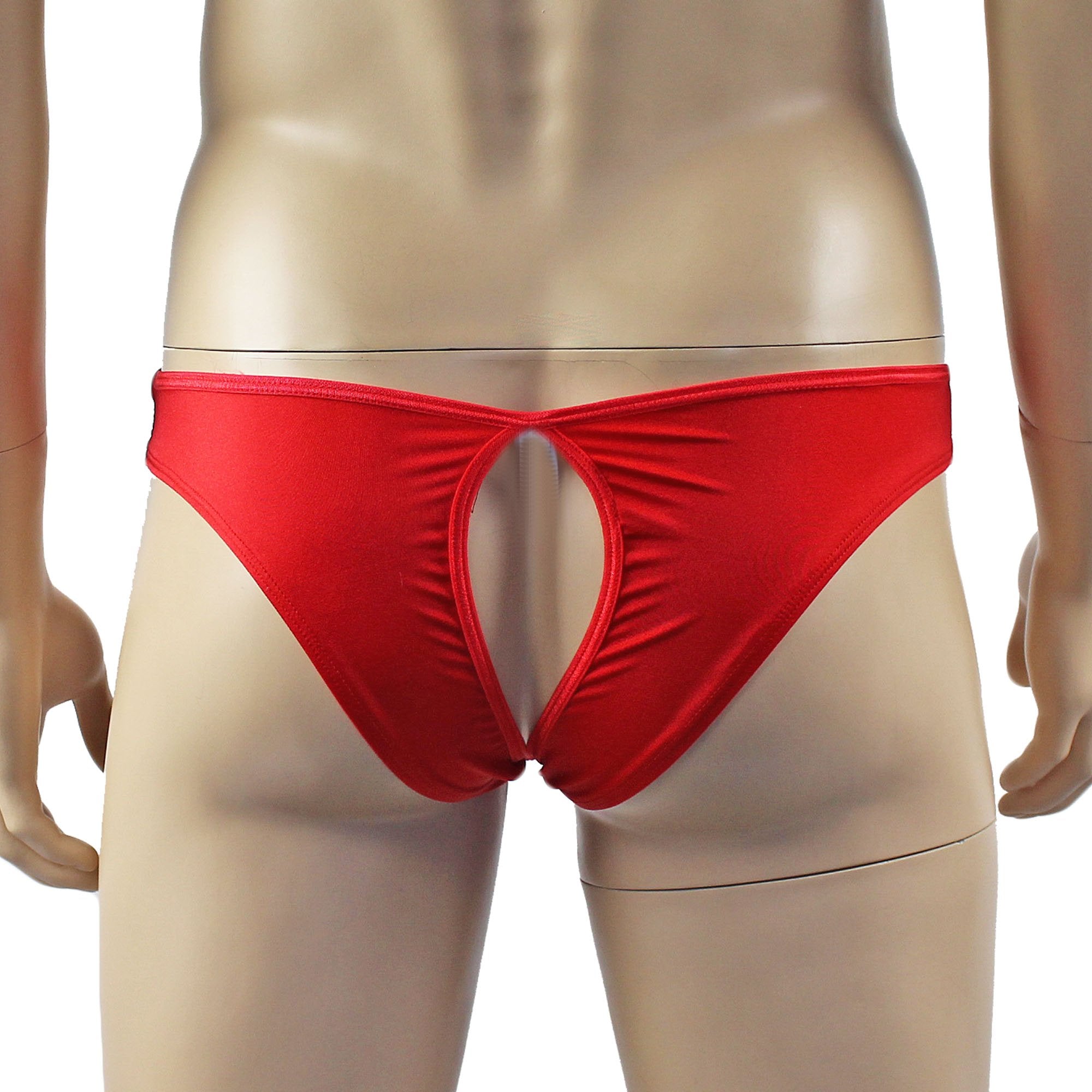 Male Penny Lace & Spandex OPEN BACK Capri Brief (red plus other colours)