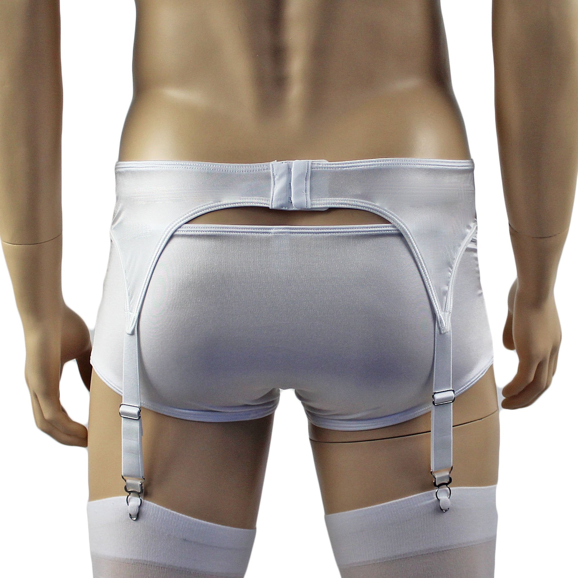 Male Romance Stretch Spandex Boxer Briefs & Garterbelt White or Black