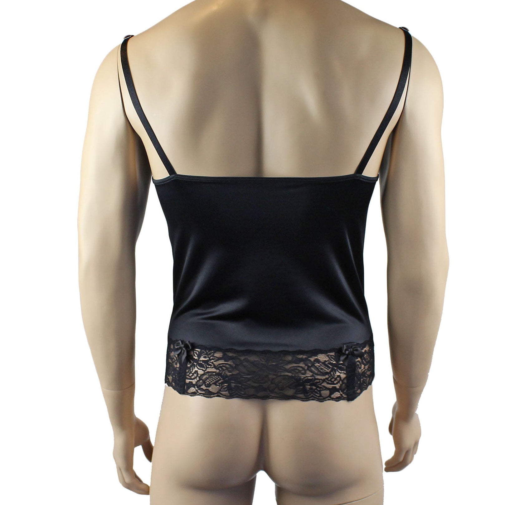 Male Romance Stretch Spandex Corset Camisole Top & G string for Lingerie Men Black or White