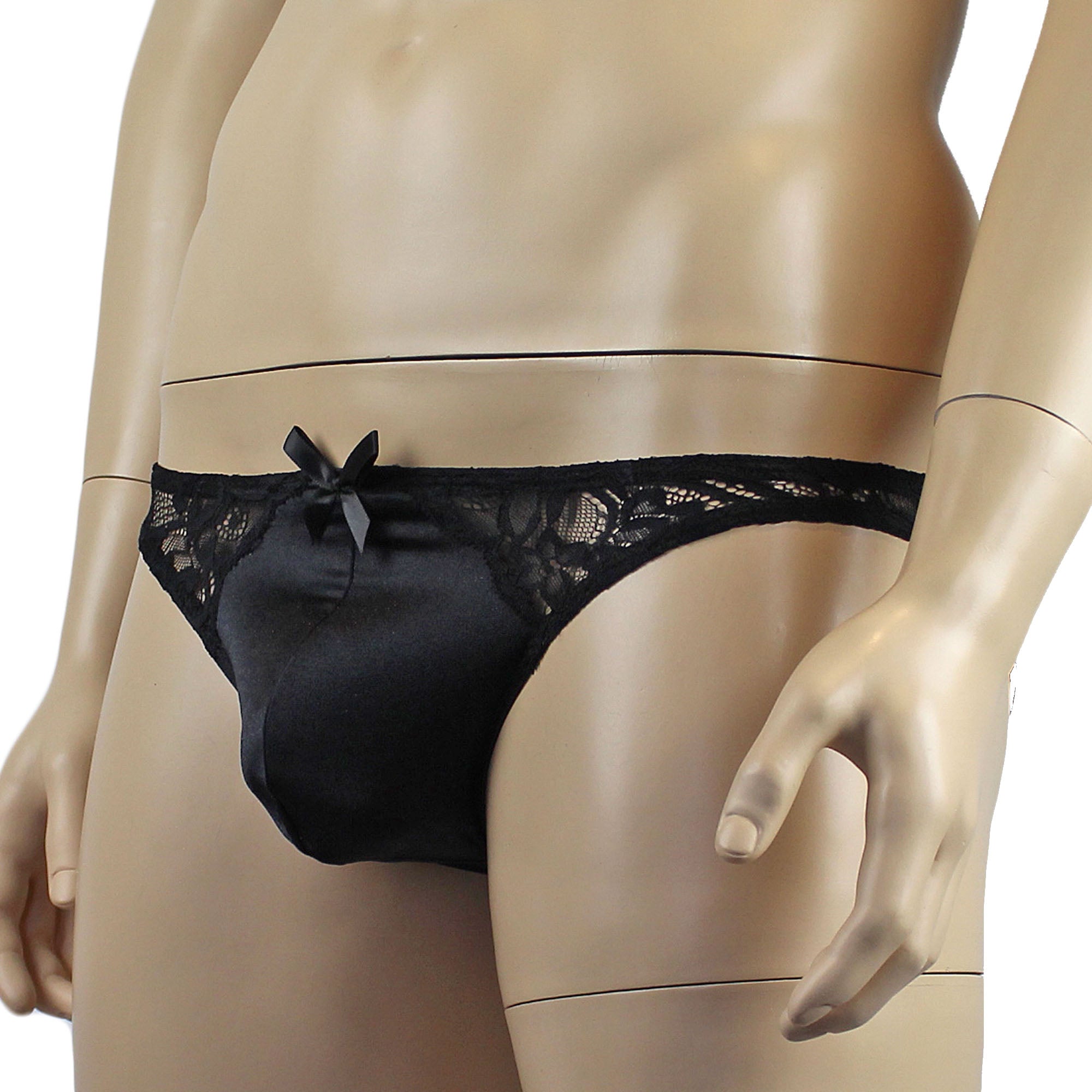 Mens Risque G string Thong Black and Black Lace