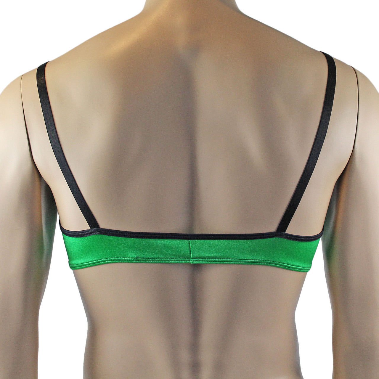 Mens Risque Bra Top Green & Black Lace