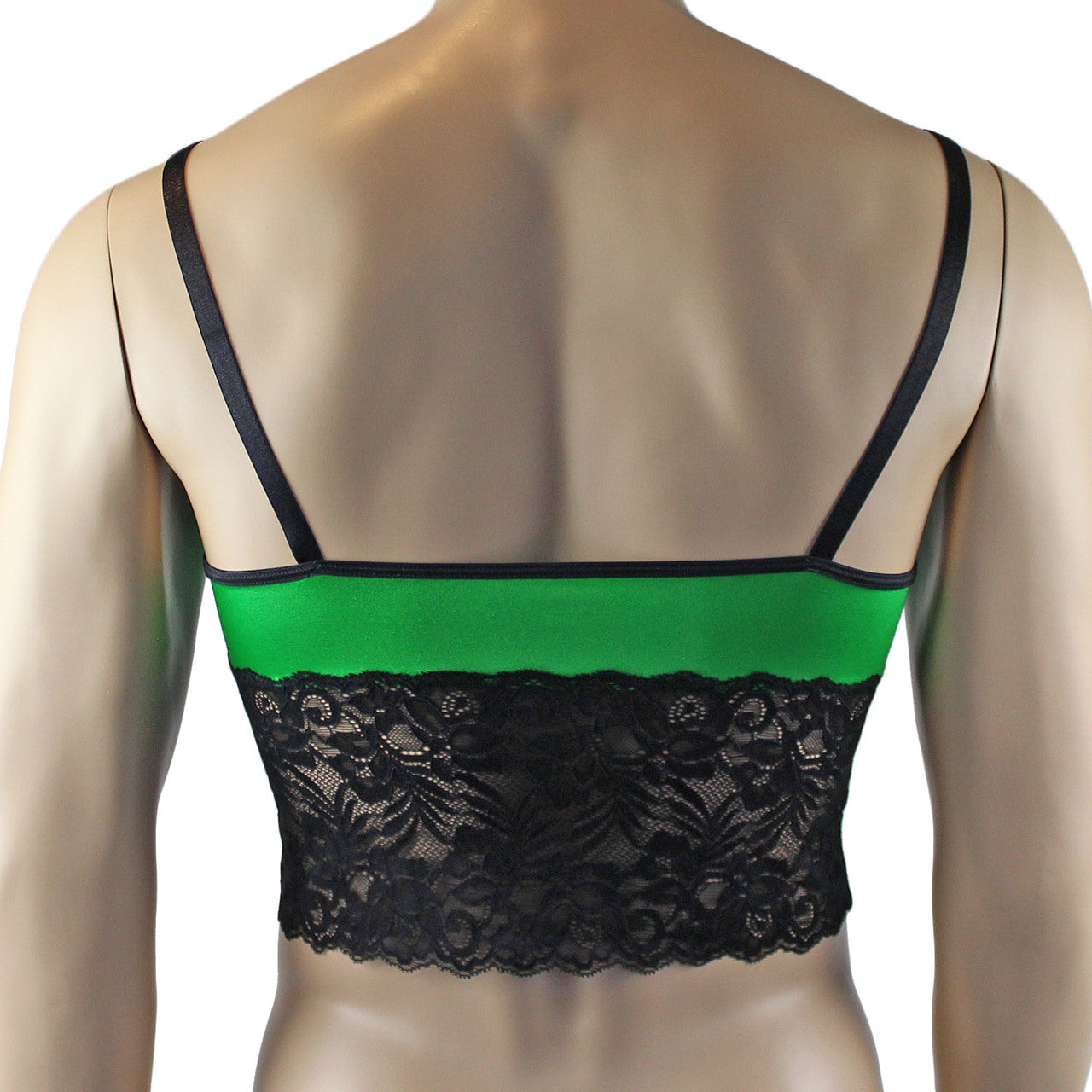 Mens Risque Camisole Top Boxer Briefs Green and Black Lace