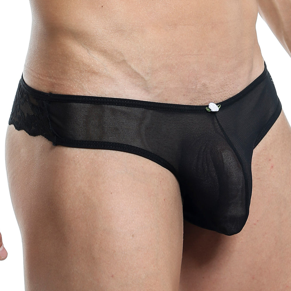 Secret Male SMK006 Mens Sheer See-thru Thong with Lace Back