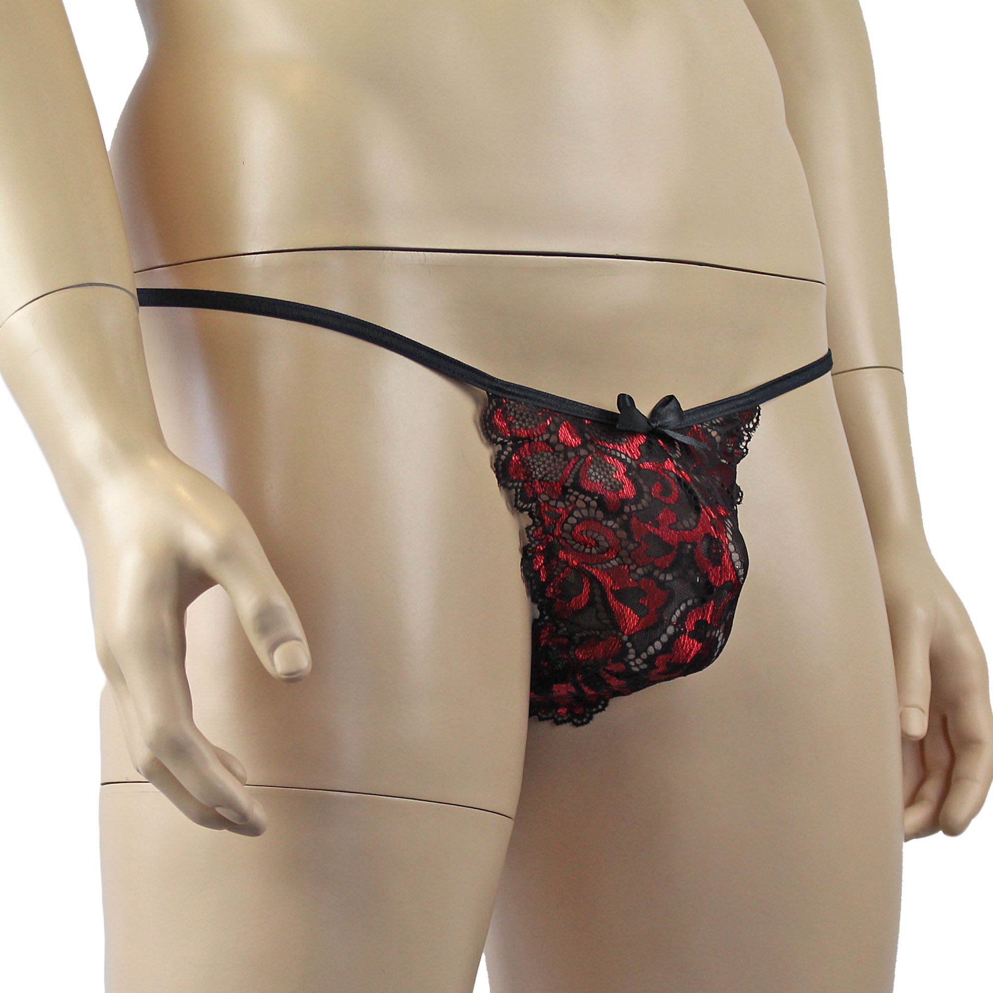Mens Sweetheart Shiny Lace Pouch G string (red plus other colours)