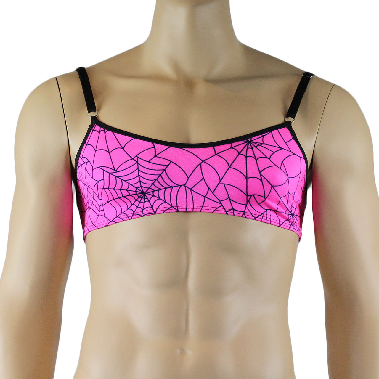 Mens Spider Web Bra Top & Mini Thong Pink